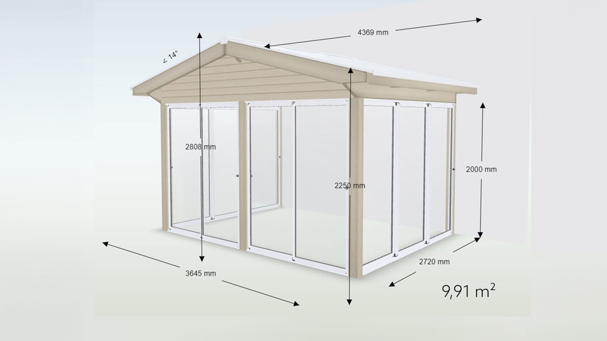 Sadeltak Basic Glas 9.91 m²